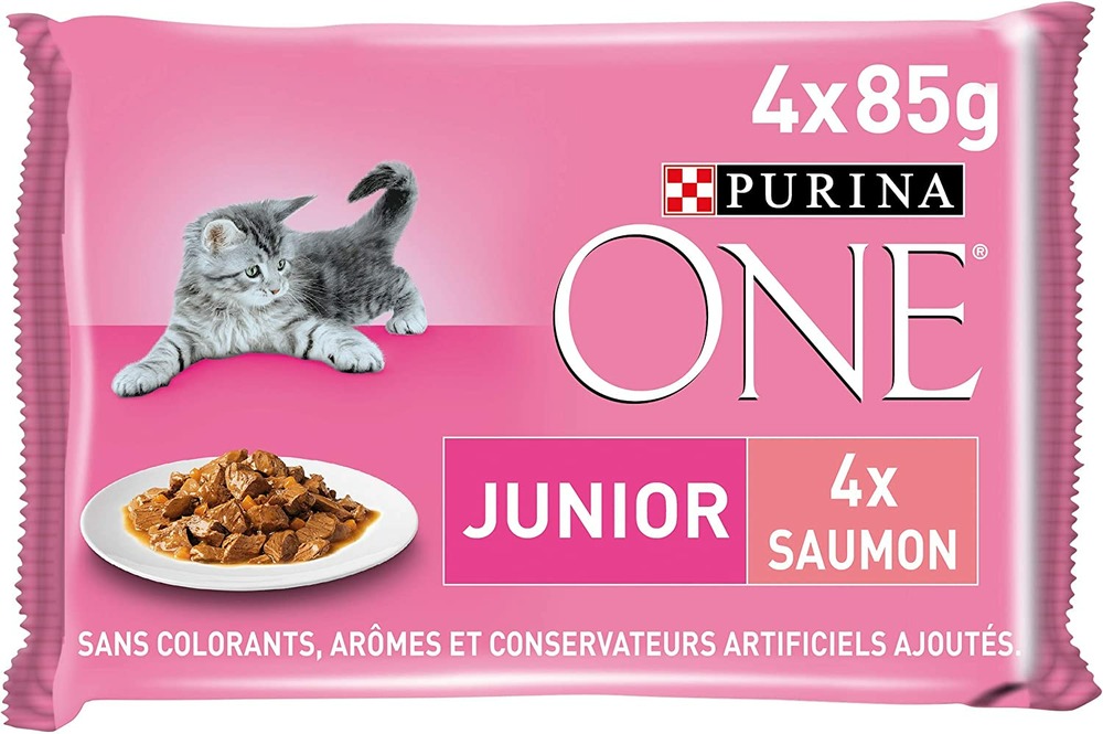 4 sachets 85g pour chaton au saumon et aux carottes purina one