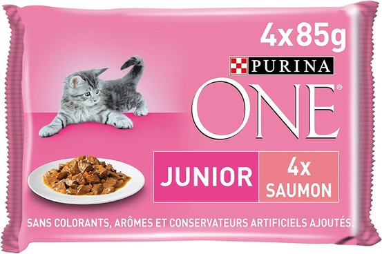 4 sachets 85g pour chaton au saumon et aux carottes purina one