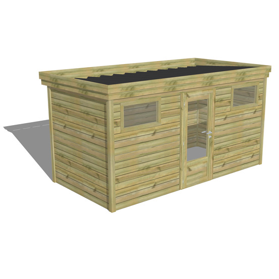 Abri de jardin bois pin traité autoclave 27mm - 4,34x2,14m / 9m2 - bac acier - abri français