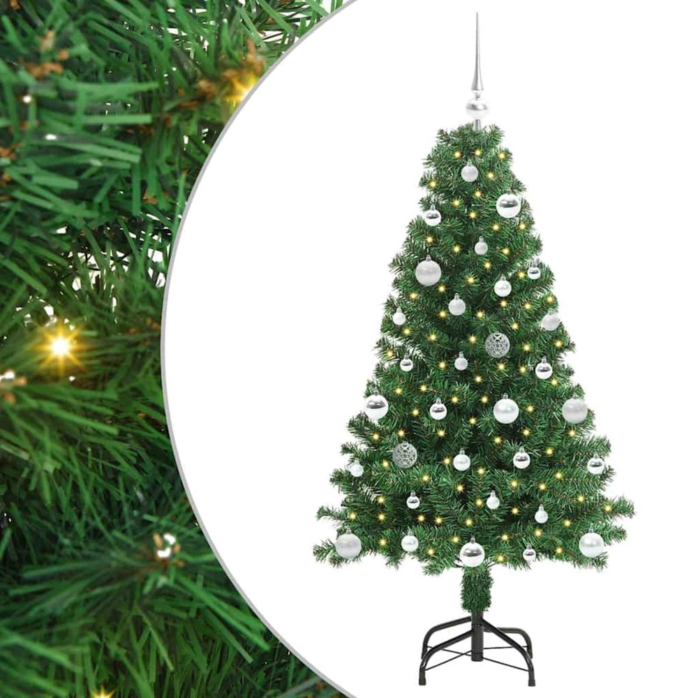 Sapin de noël artificiel vert 150 cm pvc, acier et plastique