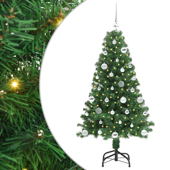 Sapin de noël artificiel vert 150 cm pvc, acier et plastique