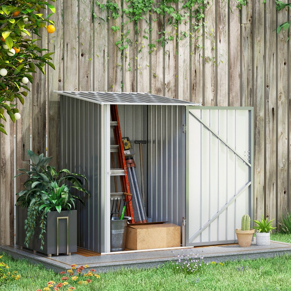 Abri jardin acier rangement extérieur 0,92m² toit penché gris clair - comfortxl outdoor living