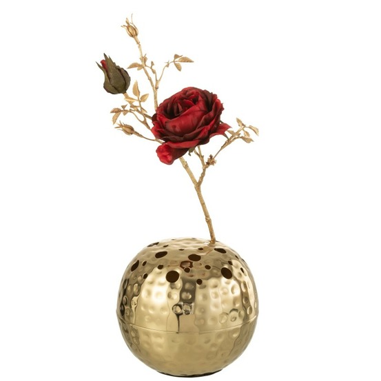 Vase boule avec trous en métal doré 15x15x9 cm