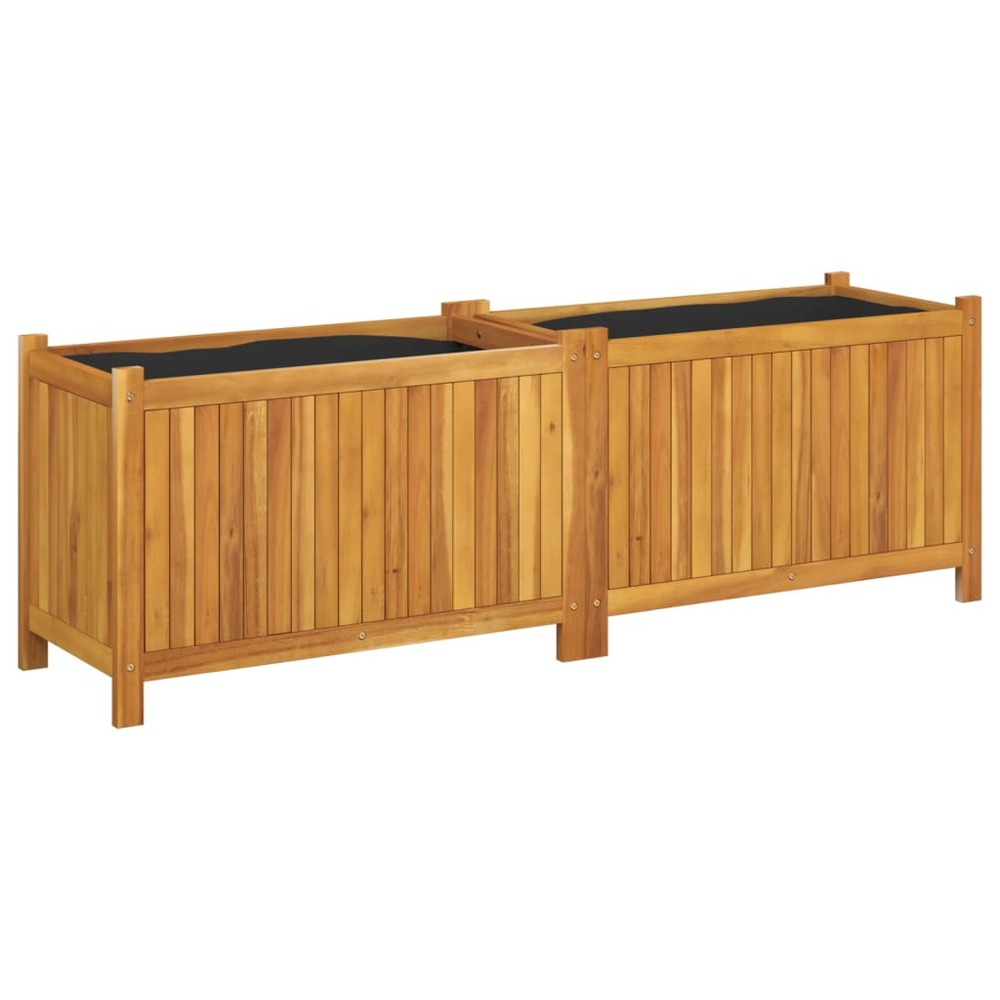 Jardinière bac lit surélevé plantes fleurs terrasse jardin avec doublure 153 x 38,5 x 50 cm bois massif d'acacia marron 02_00