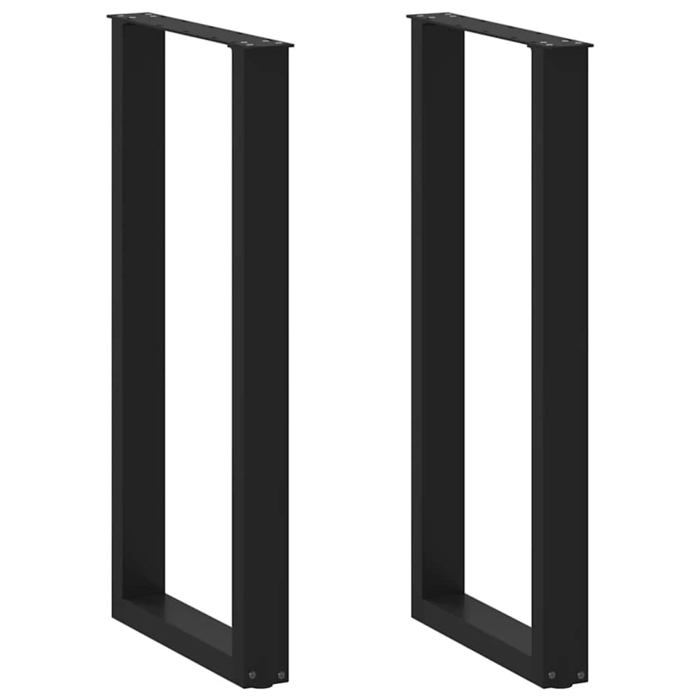 Pieds de table de bar en u, 2 pièces, noir, 50 x (100-101) cm, acier