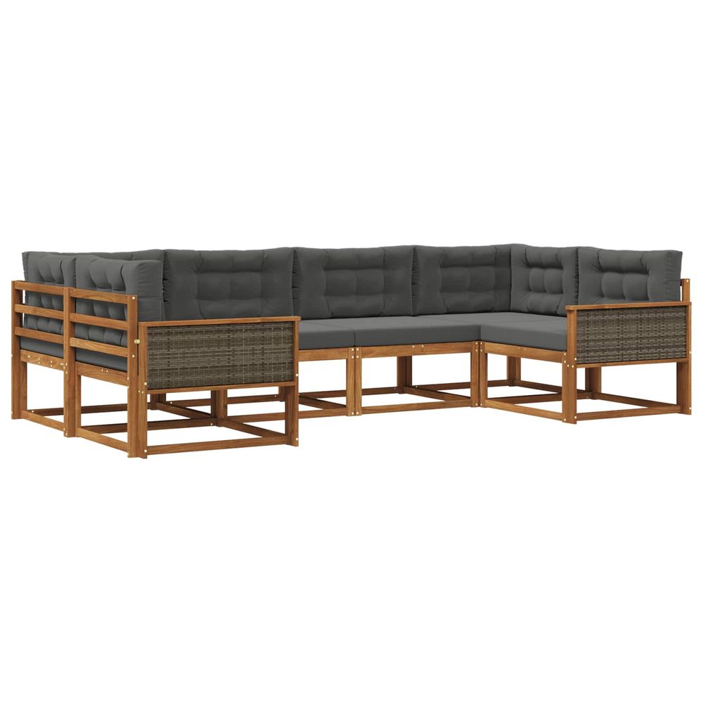 Ensemble de canapés d'extérieur 6 pc naturel et anthracite