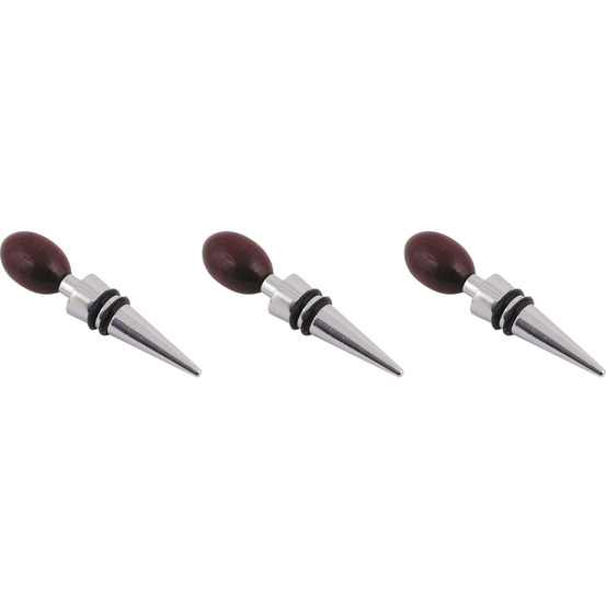 Bouchon à vin 10cm en acier et bois (lot de 3)