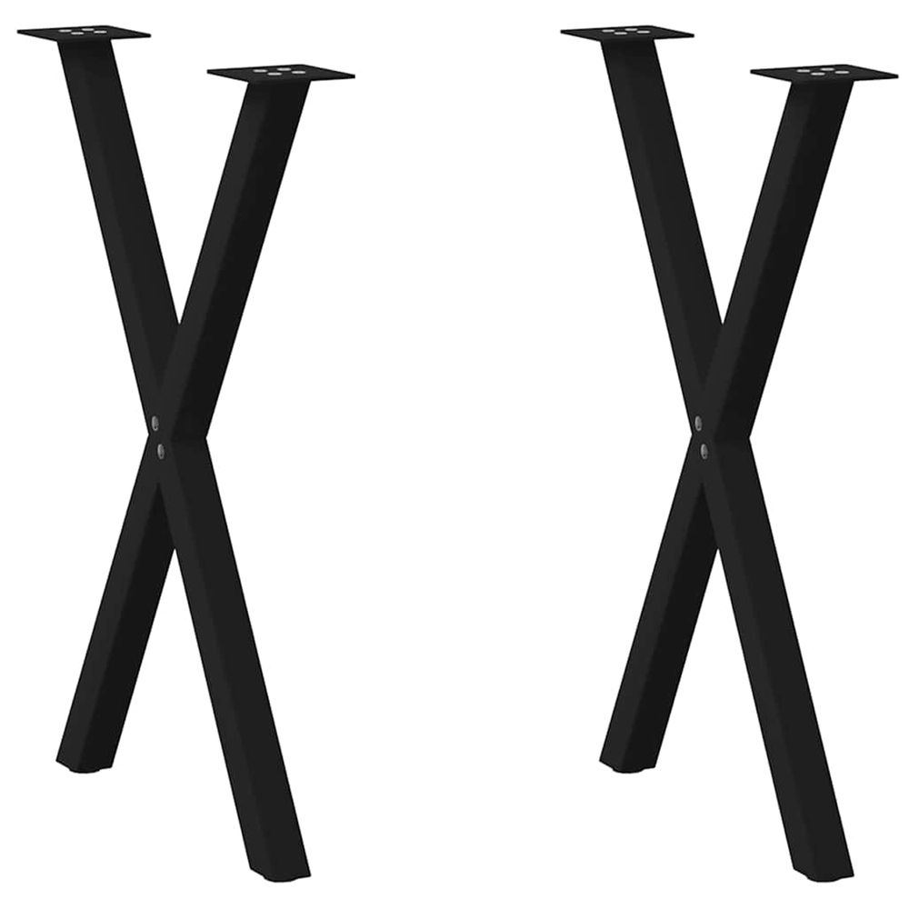 Pieds de table à manger en forme de x, 2 pièces, noir, 50 x (72-73) cm, acier