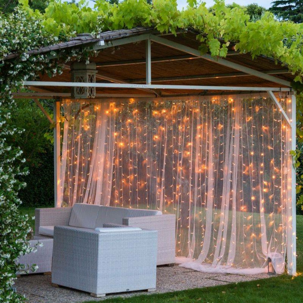 Rideau lumineux scintillant h3m x l1m 126 maxiled blanc chaud multiflash prolongeable 24v professionnel extérieur lotti