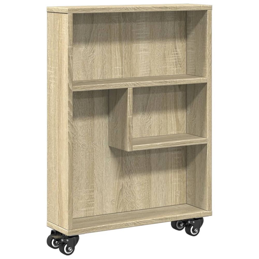 Chariot de rangement étroit chêne sonoma 48 x 13 x 68 cm bois d'ingénierie