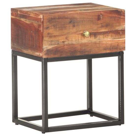 Table de chevet 40x30x50 cm bois d'acacia brut