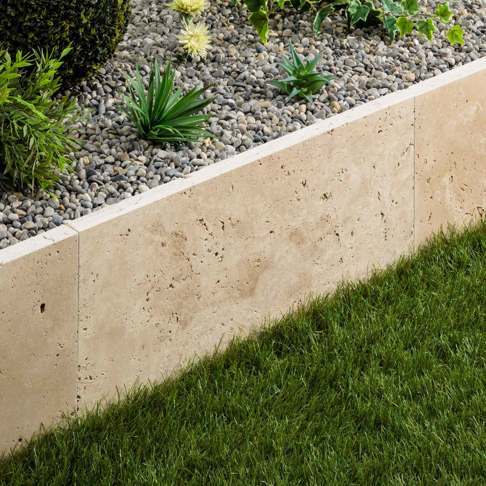 Bordure de jardin travertin beige clair 61x33x3 cm (à l'unité) - ro'ma nature