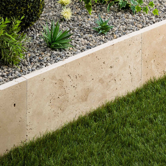 Bordure de jardin travertin beige clair 61x33x3 cm (à l'unité) - ro'ma nature