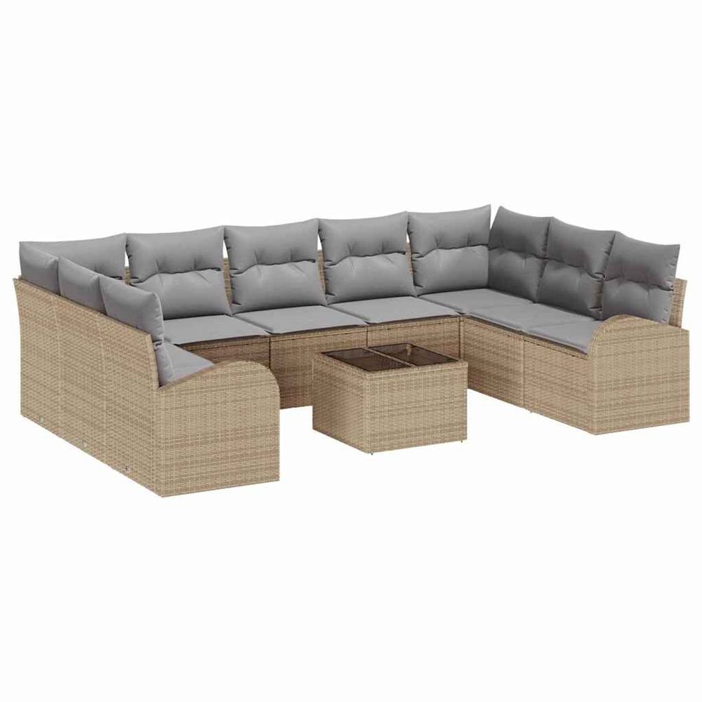 Ensemble de canapé de jardin 10 pc beige et gris clair