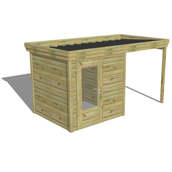 Abri de jardin bois pin traité autoclave 27mm - 4,14x2,14m / 9m2 - bac acier - abri français