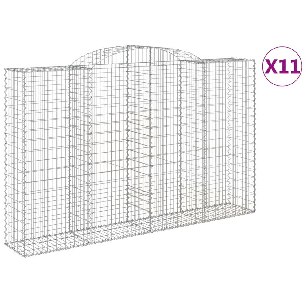 Paniers à gabions arqués 11 pcs 300x50x180/200 cm fer galvanisé