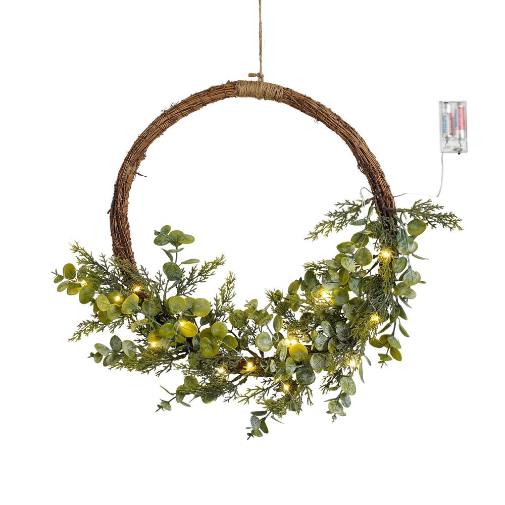 House of seasons couronne de noël avec éclairage led - ø45 cm - vert