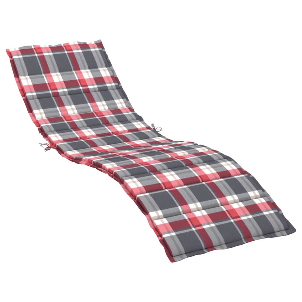 Coussin de chaise longue à carreaux rouge 200x60x3 cm