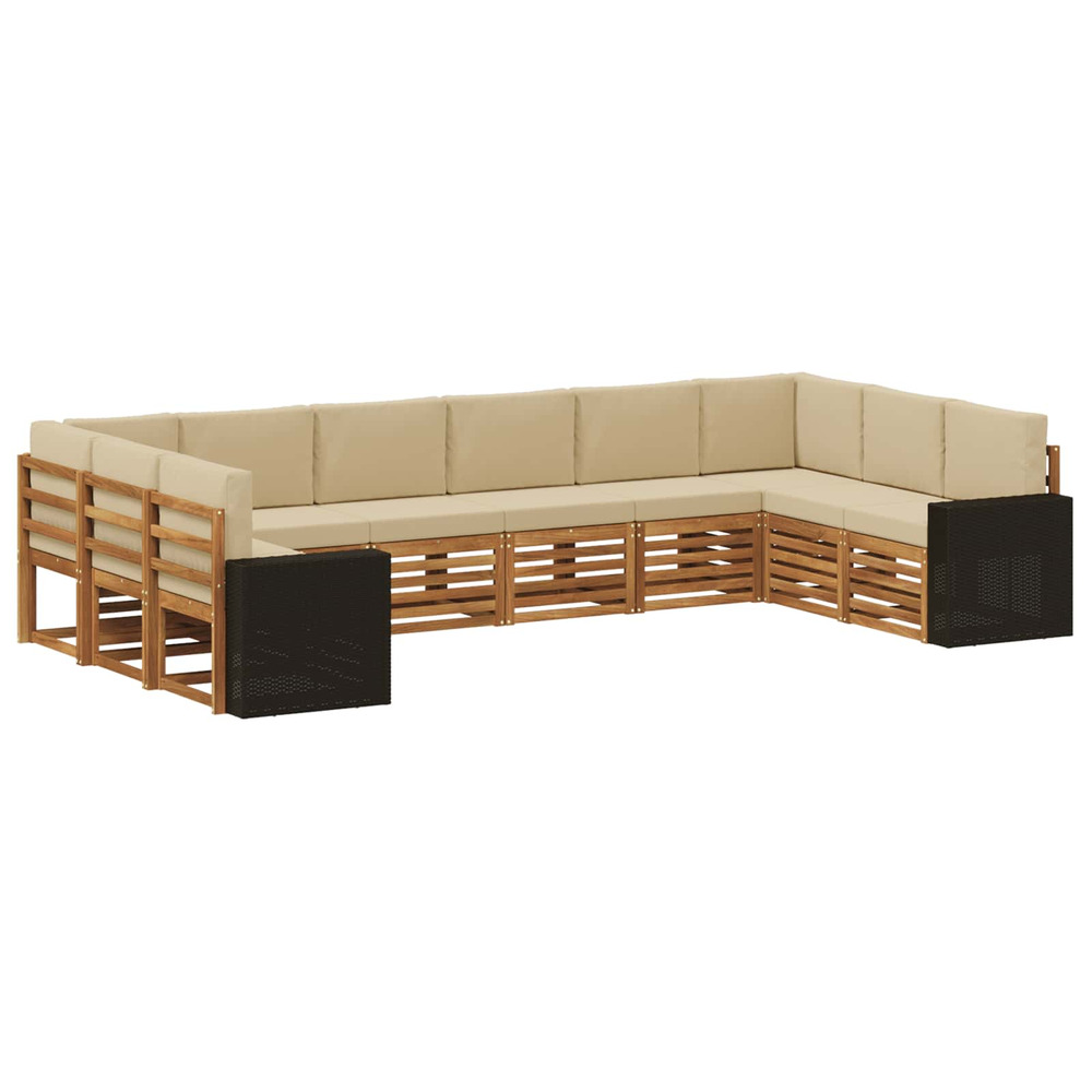 Ensemble de canapés d'extérieur 10 pcs naturel et beige