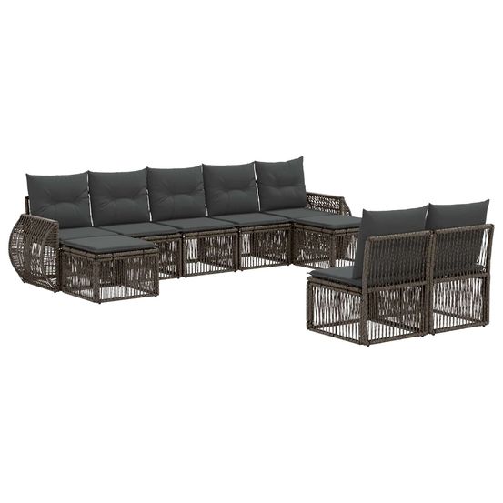 Ensemble de canapé de jardin 9 pc gris et gris foncé polyrotin