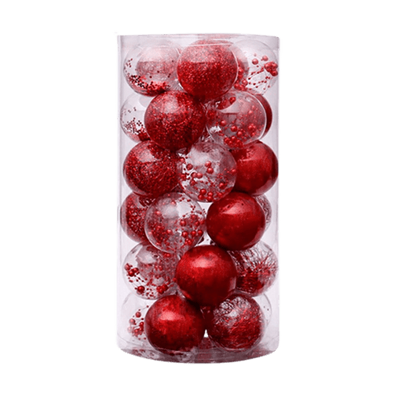 Lot de 24 boules de noël création - rouge