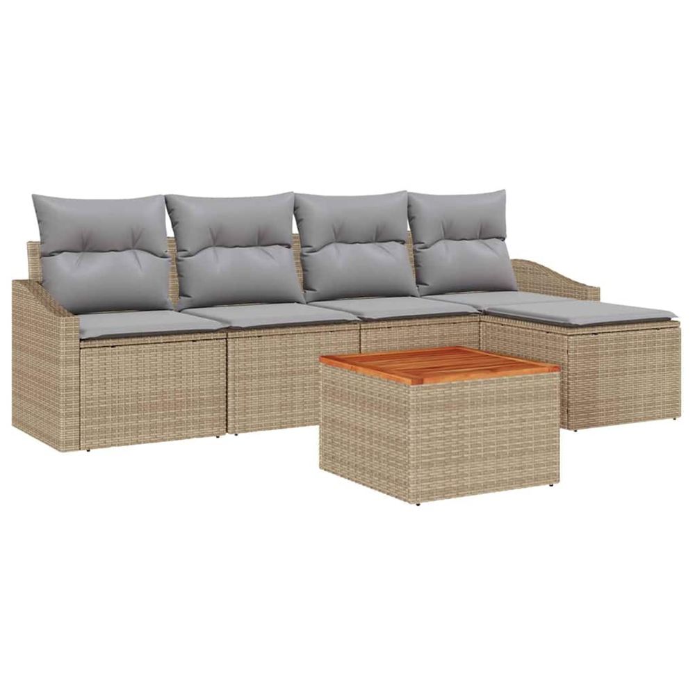 Ensemble de canapé de jardin 6 pc beige et gris clair polyrotin