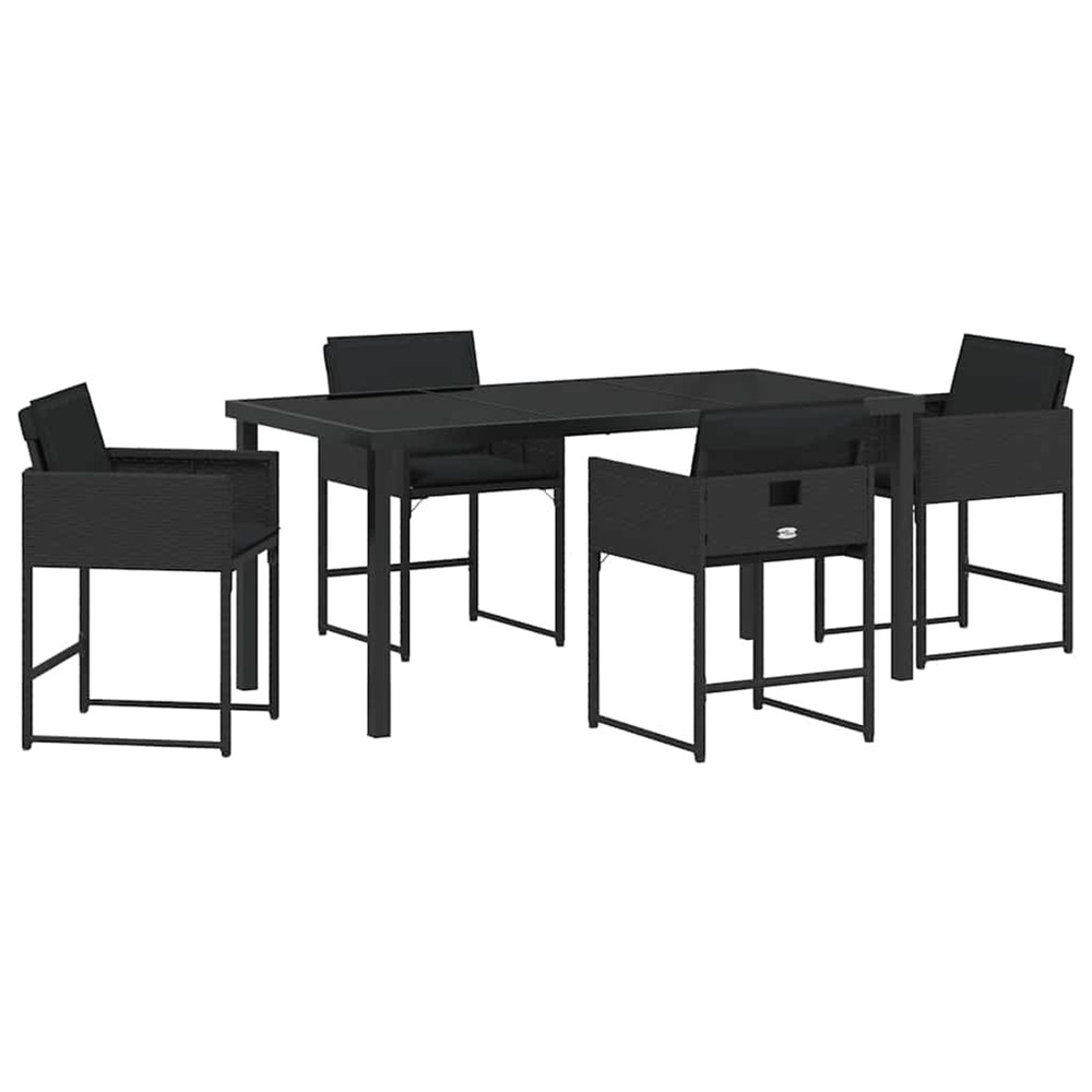 Ensemble de salle à manger pour jardin 5 pcs noir polyrotin