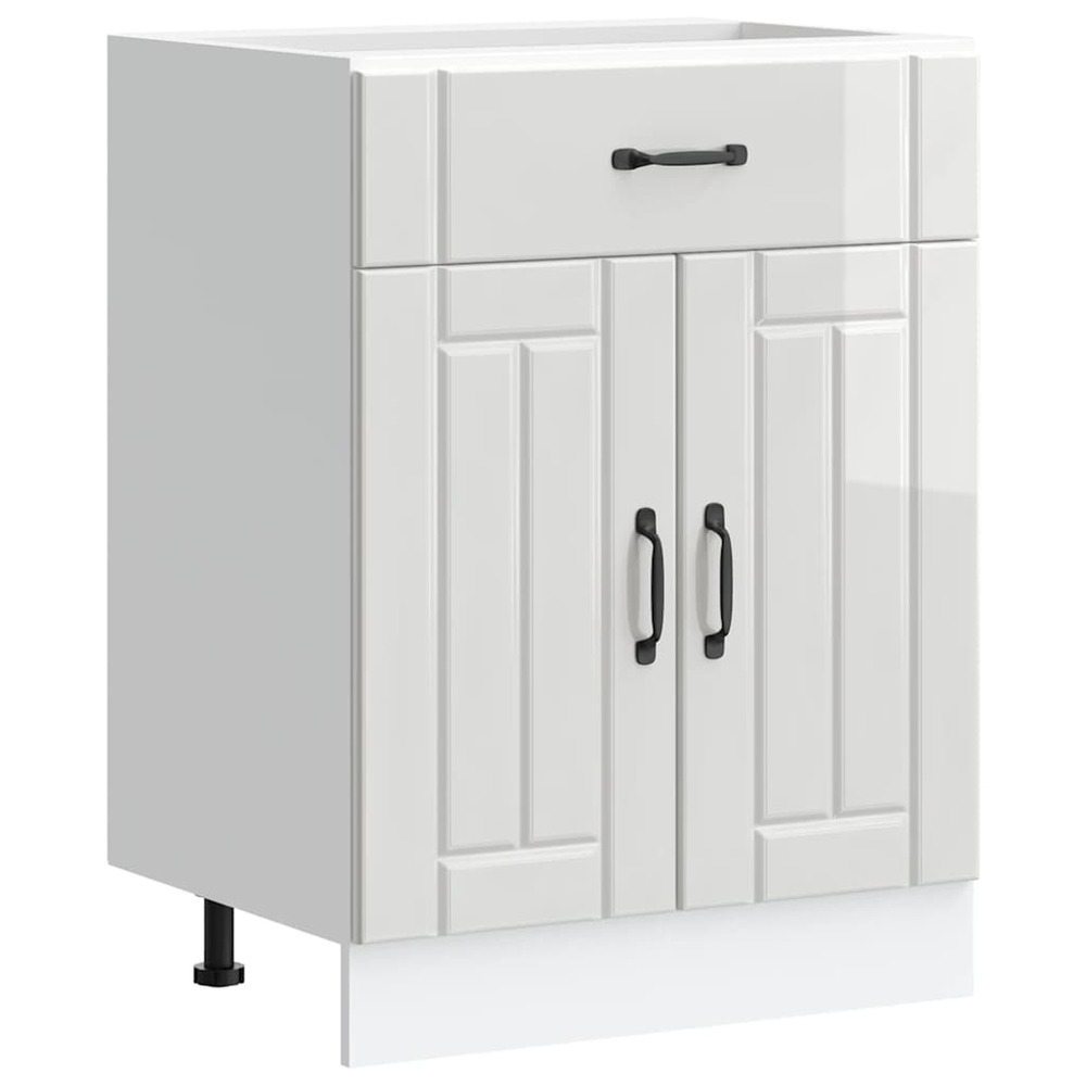 Armoire de cuisine lucca blanc brillant bois ingénierie