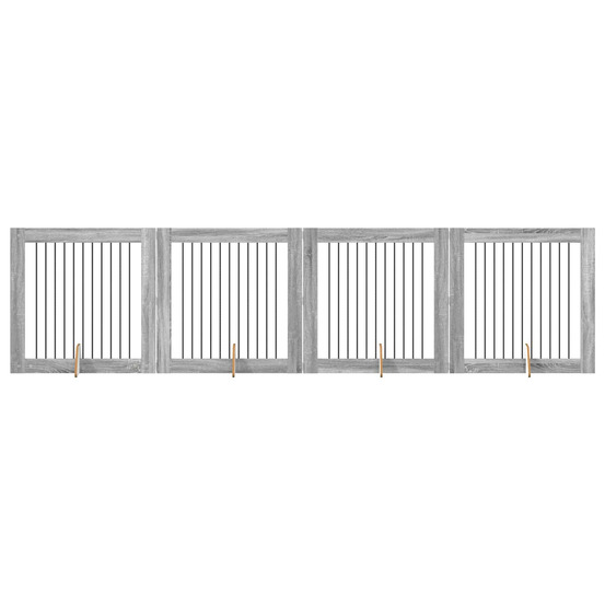 Portillon pour chien avec supports 4 pcs sonoma gris