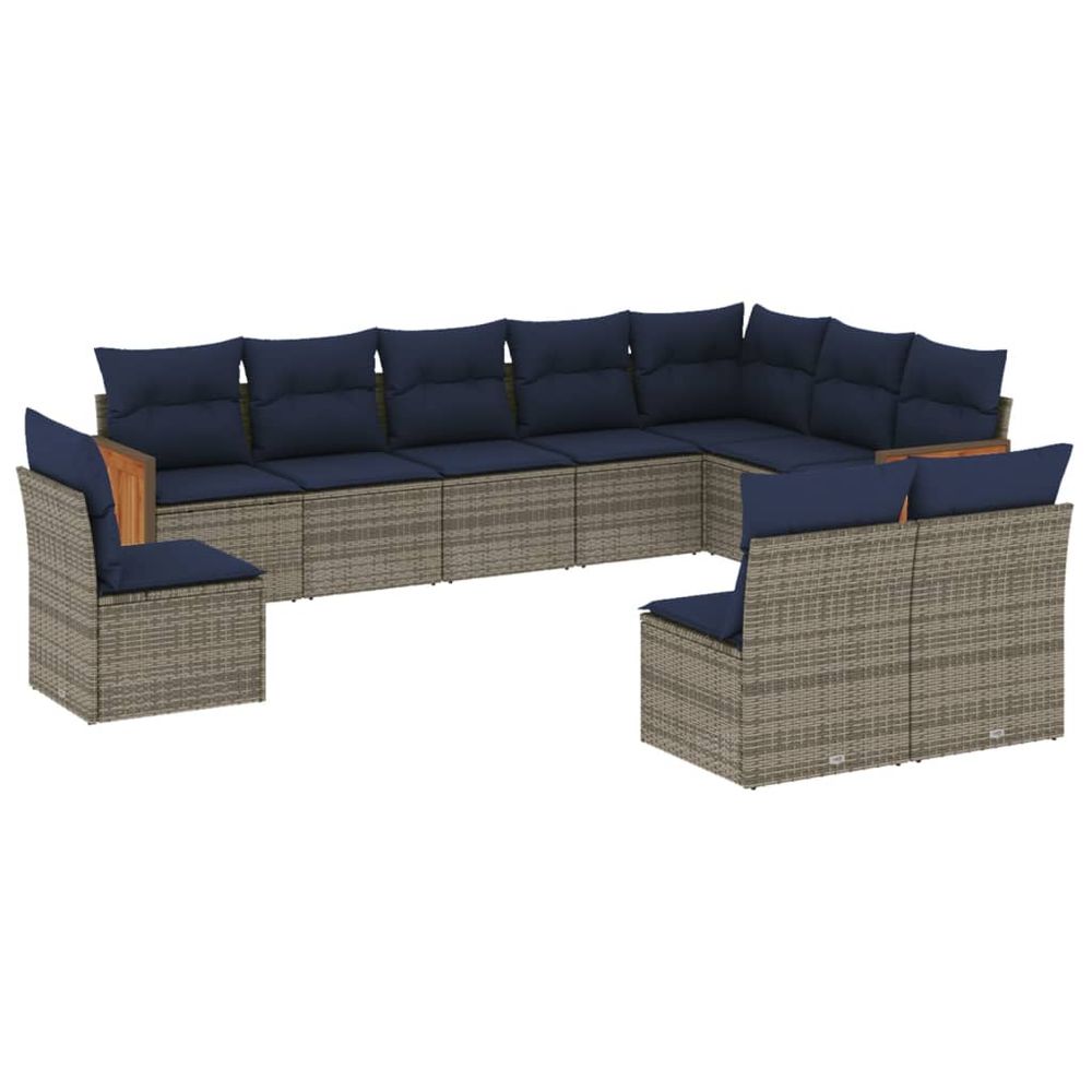 Ensemble de canapé de jardin 10 pcs avec coussins gris