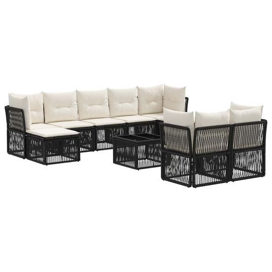 Ensemble de canapé de jardin 10 pc noir polyrotin