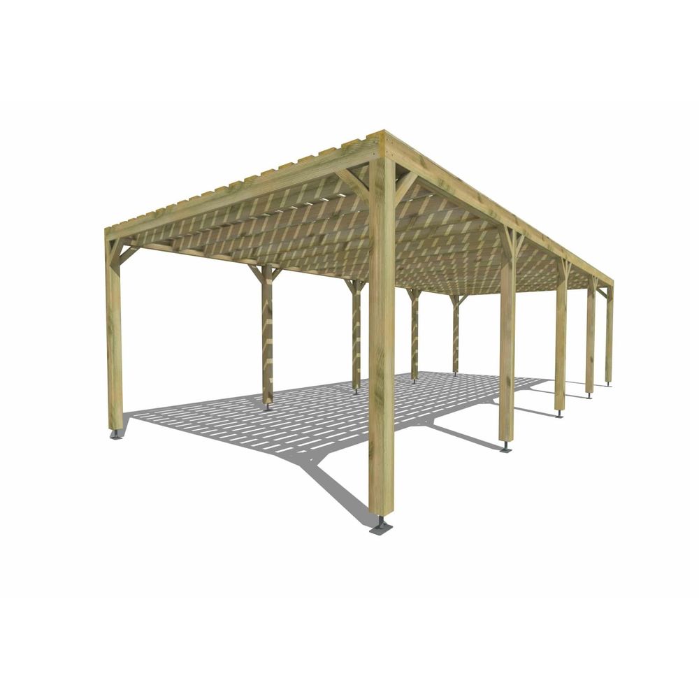 Pergola bois • 10m x 4m • indépendante • sens profondeur • platelage bois • livraison comprise