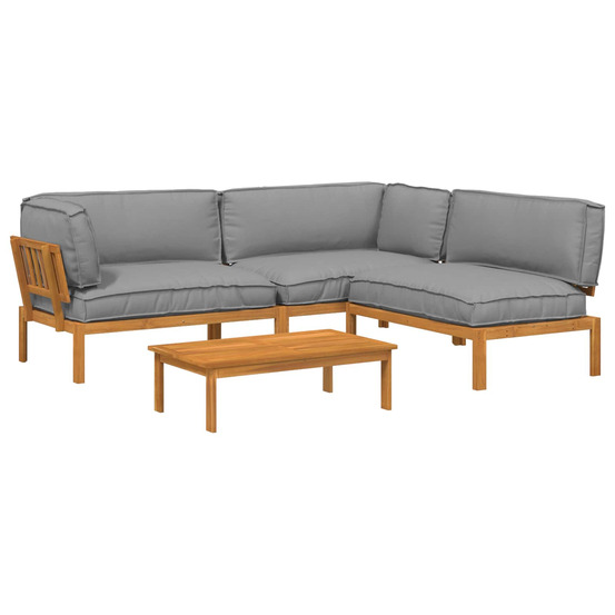 Ensemble de canapés 4 pcs gris bois d'acacia massif