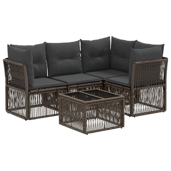 Ensemble de canapé de jardin 5 pc gris polyrotin