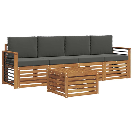 Ensemble de canapés d'extérieur 5 pcs naturel et anthracite