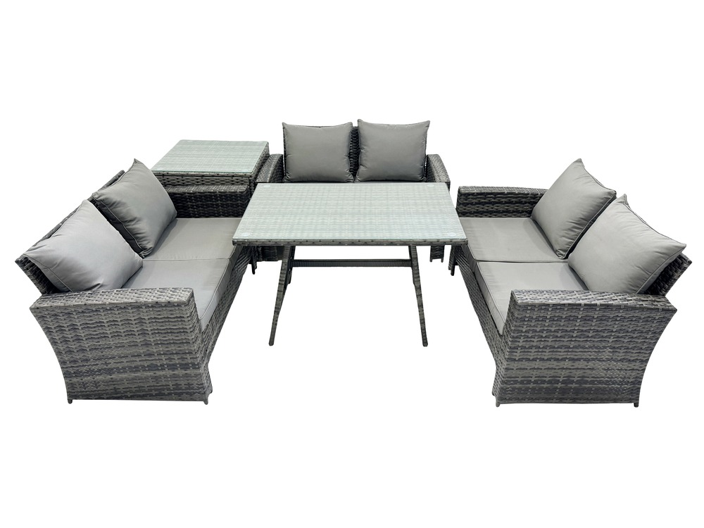 6 places ensemble de meubles de jardin avec table à manger rectangulaire canapé à deux places table d'appoint