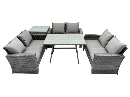 6 places ensemble de meubles de jardin avec table à manger rectangulaire canapé à deux places table d'appoint