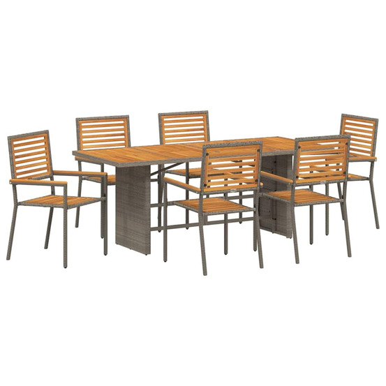 Ensemble de salle à manger pour jardin 7 pcs gris polyrotin