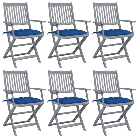Chaises pliables d'extérieur lot de 6 et coussins bois d'acacia
