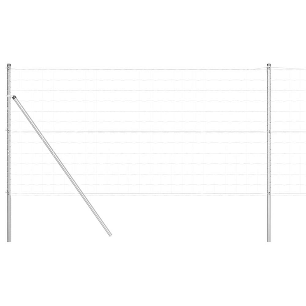 Clôture avec poteau argenté 1,2 x 25 m acier et pvc