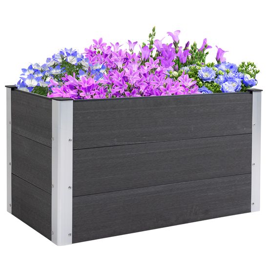 Jardinière surélevée wpc aluminium terrasse balcon design moderne 100x50x55,5cm gris