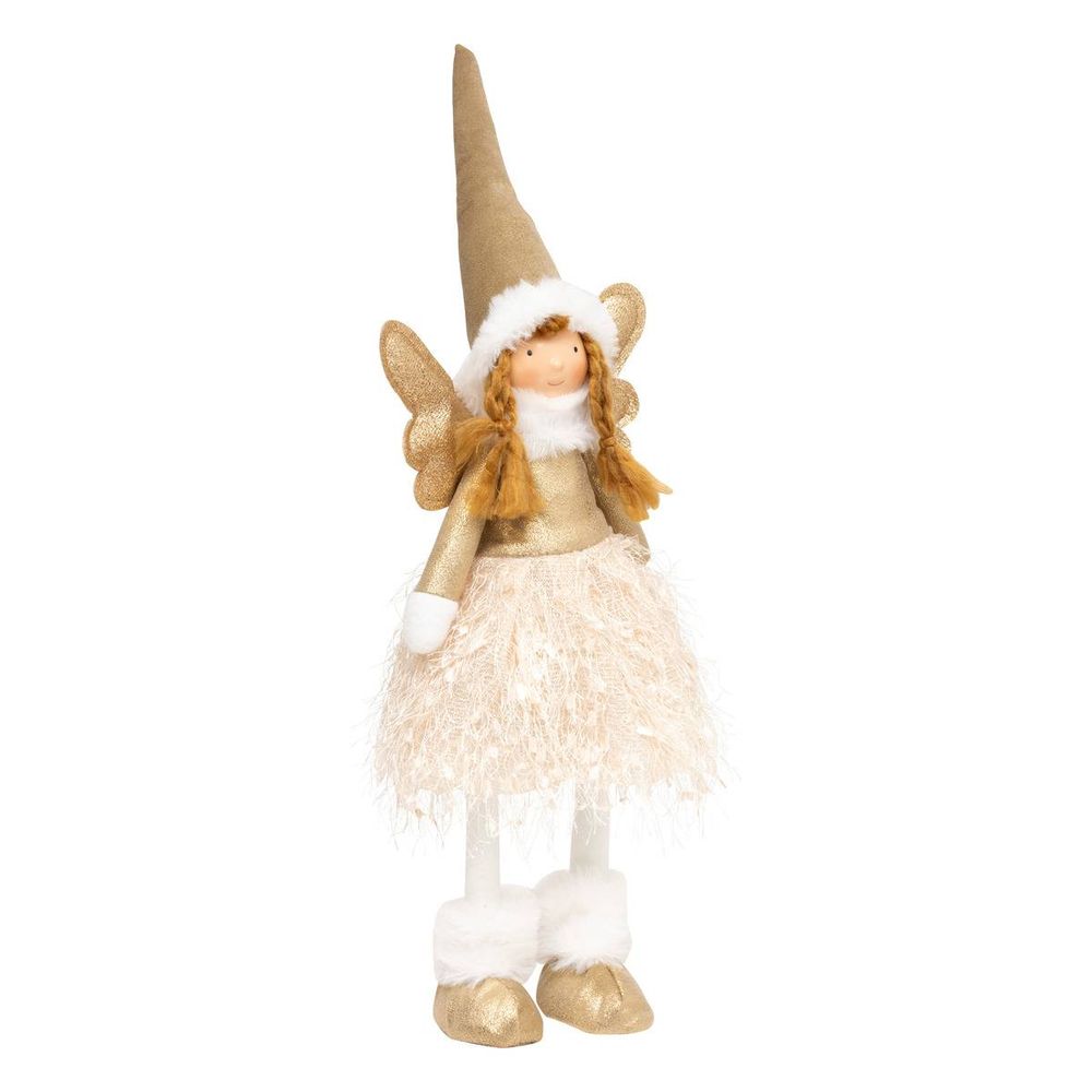 Fée de noël debout lumineuse dorée 48 cm