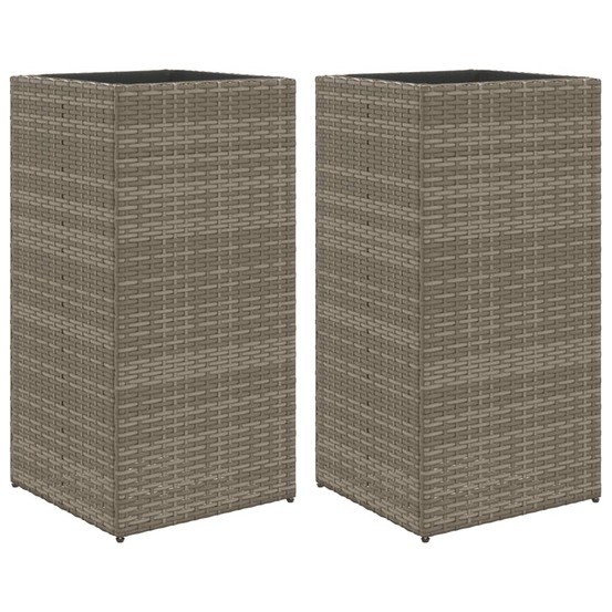 Jardinière bac lit surélevé plantes fleurs jardin terrasses lot de 2 40 x 40 x 80 cm résine tressée gris