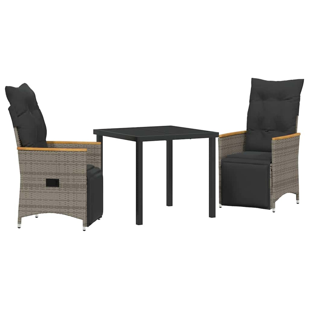 Ensemble de salle à manger pour jardin 3 pcs gris polyrotin