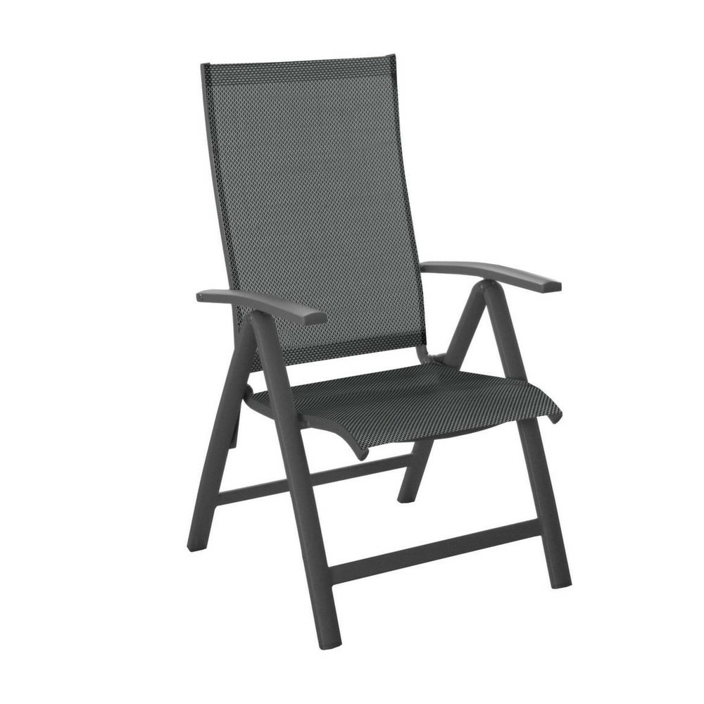 Lot de 2 fauteuils multi-positions pliants elegance - graphite/noir mat - alu/toile tpep
