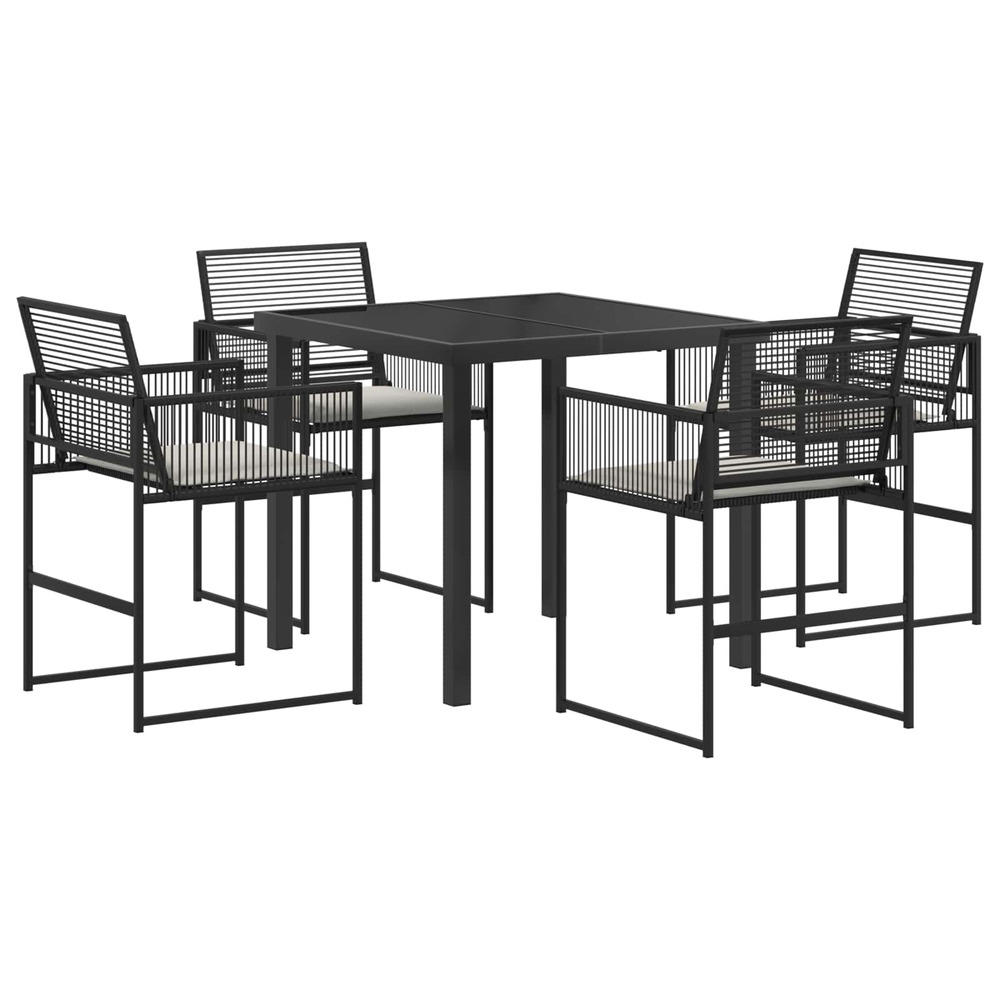 Ensemble de salle à manger pour jardin 5 pcs noir polyrotin