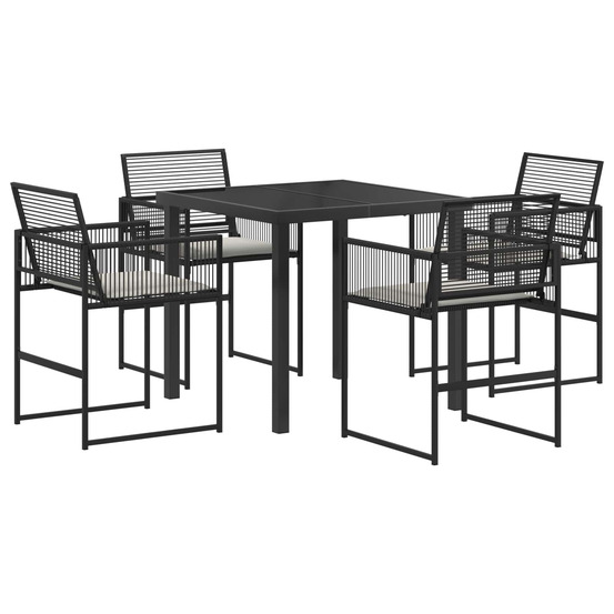 Ensemble de salle à manger pour jardin 5 pcs noir polyrotin