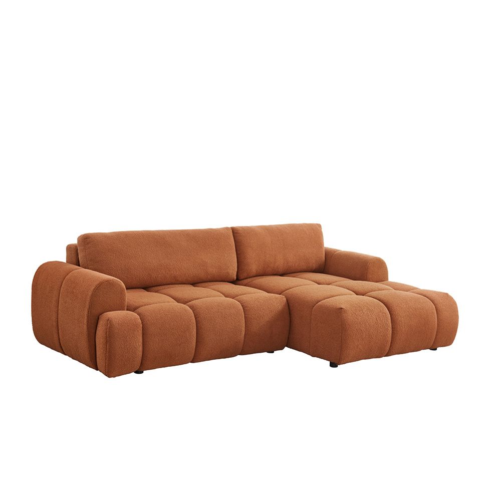 Canapé nuage convertible 4 places en tissu bouclette marron palms