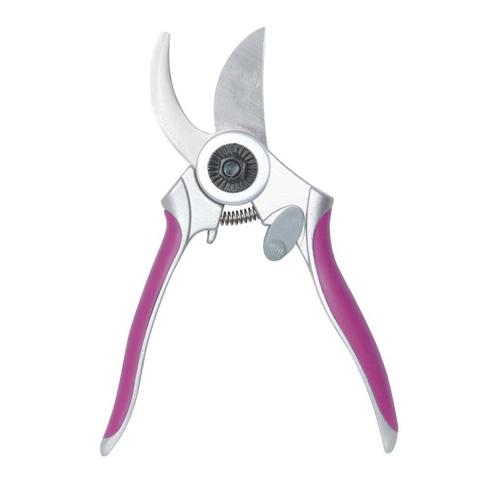 Sécateur acier inox lames courbes 175 mm fuschia