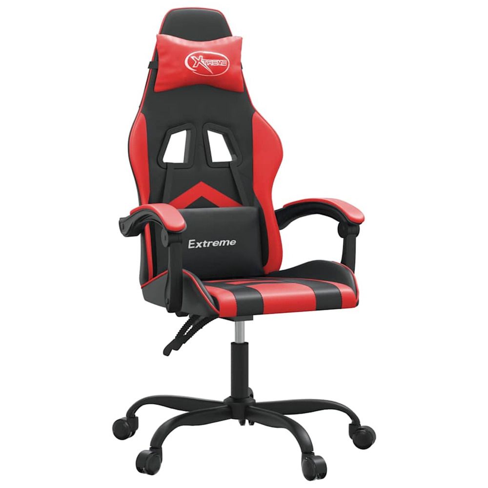 Chaise de jeu pivotante noir et rouge similicuir